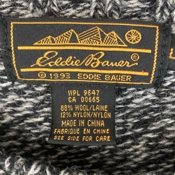Vintage Eddie Bauer Patchwork Cable Crochet Knit Sweater Cozy Nordic Design Sz.L - Picture 4 of 12